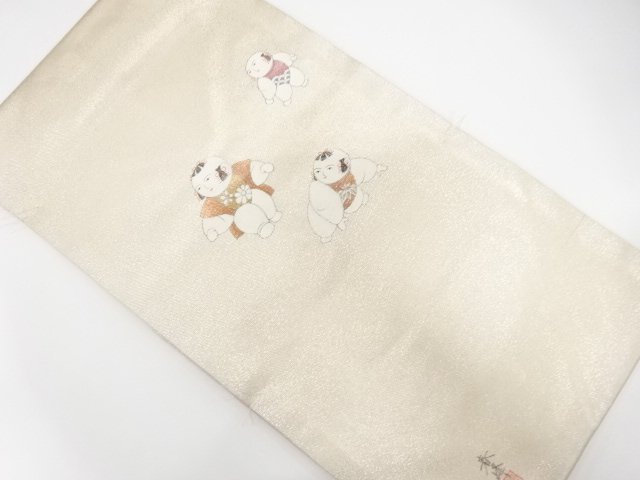 JAPANESE KIMONO / UNUSED HAND-PAINTED GOSHO NINGYO PATTERN NAGOYA OBI